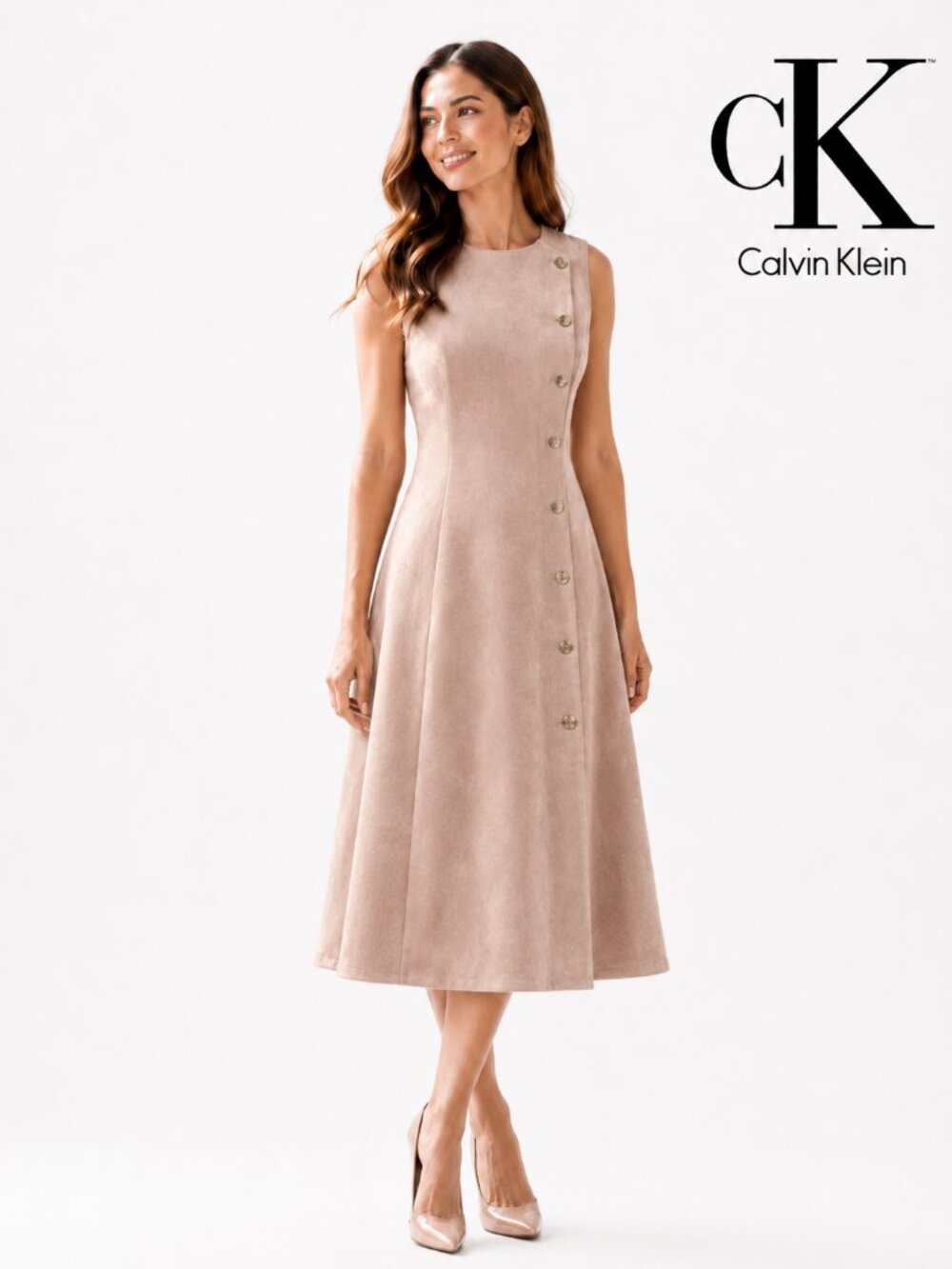 Calvin Klein Blush Pink Faux Suede Dress Sz 6